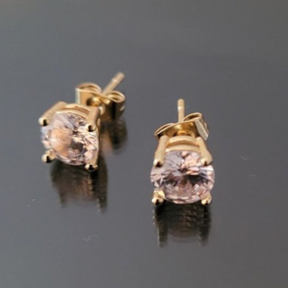 14CT Yellow Gold Stud Simulated Diamonds Earrings, Sterling silver&RP - Picture 6 of 7